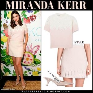 Miu Min Pink and White Sweater - Miranda Kerr style